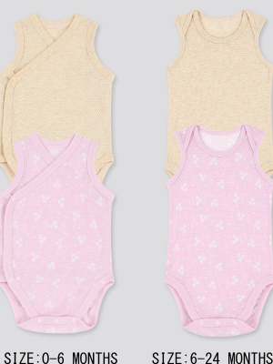Newborn Cotton Mesh Inner Sleeveless Bodysuit (set Of 2)