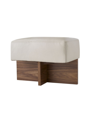 Tuck Ottoman Ivory Leather