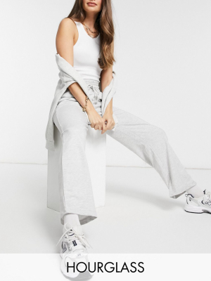 Asos Design Hourglass Straight Leg Sweatpants With Deep Waistband And Pintuck In Organic Cotton In Gray Marl