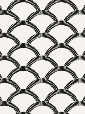 Mosaic Scallop Self-adhesive Wallpaper In Black & Cream Design By Tempaper