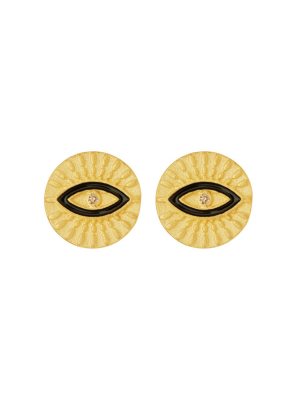 All Seeing Eye Studs With Black Enamel