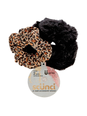 Scunci Scrunchie - Leopard/black - 2pk