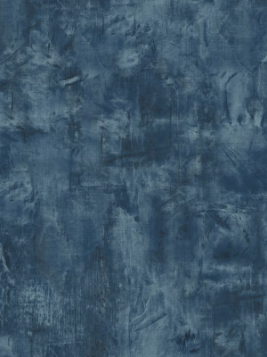 Rustic Stucco Faux Wallpaper In Denim Blue From The Living With Art Collection By Seabrook Wallcoverings