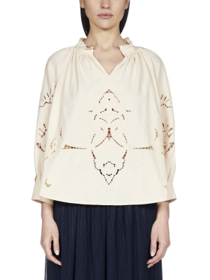 See By Chloé Embroidered Scalloped Trim Blouse