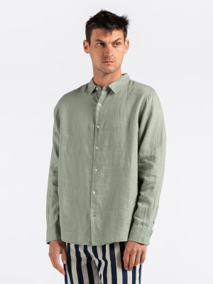 Hastings Linen L/s Woven Shirt In Leaf