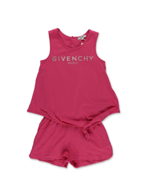 Givenchy Kids Logo Printed Sleeveless Playsuit