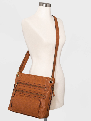 Bueno Zip Closure Crossbody Bag - Brown