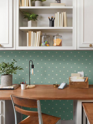 Cross Stitch Wallpaper In Green From The Magnolia Home Vol. 3 Collection By Joanna Gaines