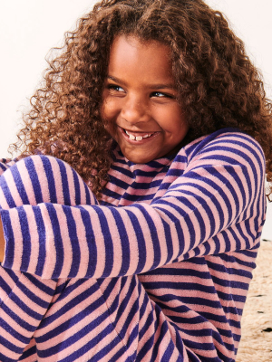 Navy Candy Stripe Terry Sweater