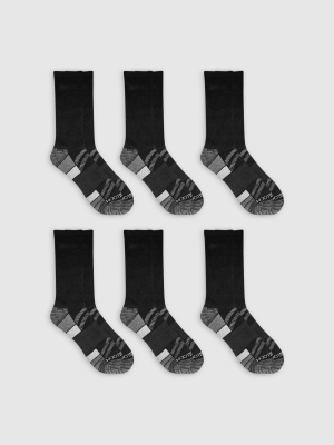 Fruit Of The Loom Men's 6pk Breathable Performance Crew Socks - Black - 12-16