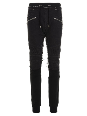 Balmain Denim Layered Drawstring Jogging Pants