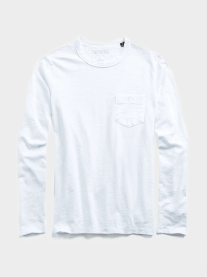 Made In L.a. Homespun Slub Long Sleeve T-shirt In White