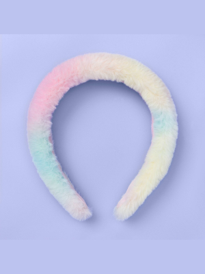 Girls' Fuzzy Faux Fur Rainbow Headband - More Than Magic™