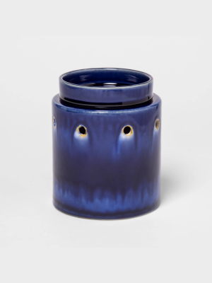 5.2" X 4.2" Stoneware Shibori Glazed Wax Warmer Blue - Threshold™