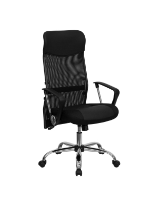 Swivel Task Chair Black Leather - Flash Furniture