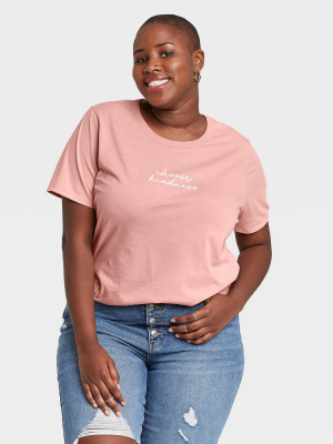 Women's Choose Kindness Short Sleeve Graphic T-shirt - Rose