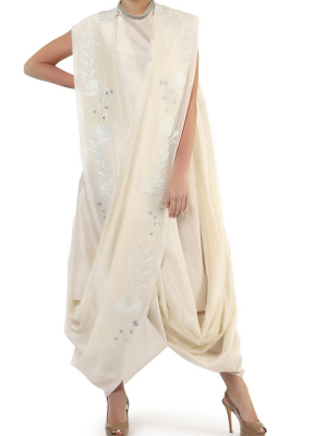 Draped Embroidered Dhoti Jumpsuit