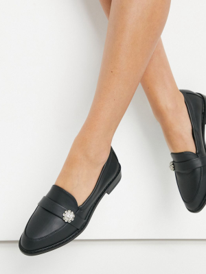 Asos Design Malika Jewelled Loafers In Black