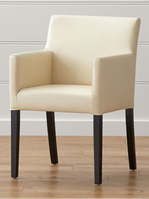 Lowe Ivory Leather Dining Arm Chair