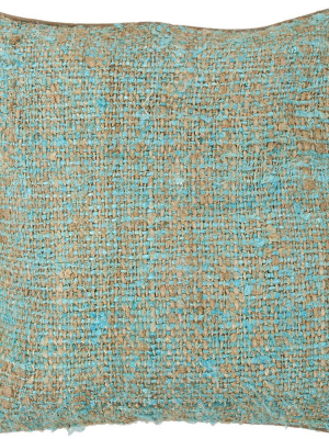 Silk Pillow In Blue & Natural