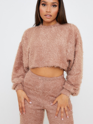 Petite Stone Eyelash Balloon Sleeve Sweater