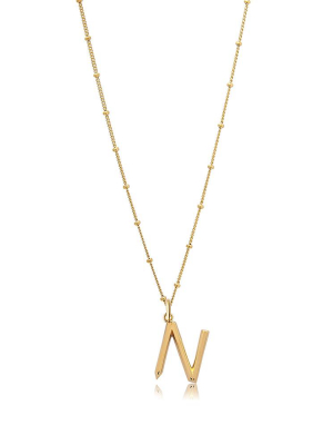N Initial Necklace - Gold