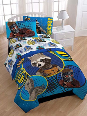 4pc Guardians Of The Galaxy Full Bed Sheet Set Rocket Blue Blaze Bedding Accessories - Marvel..