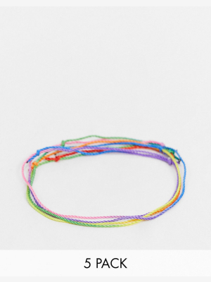 Asos Design Rainbow Bracelet Pack In Multi Color