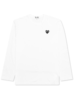 Comme Des Garcons Play Black Emblem Long Sleeve T-shirt - White