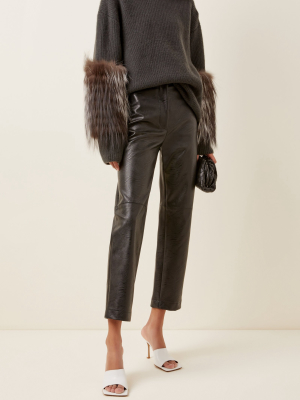 Fur-trimmed Oversized Cashmere-silk Turtleneck Sweater