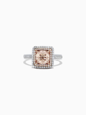 Effy Blush 14k Two Tone Gold Morganite And Diamond Ring, 1.68 Tcw