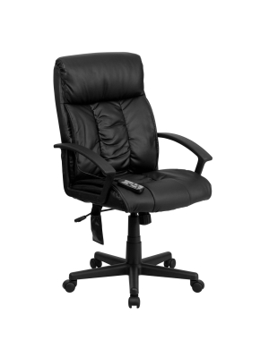 Massaging Executive Swivel Office Chair Black Leather- Flash Furniture