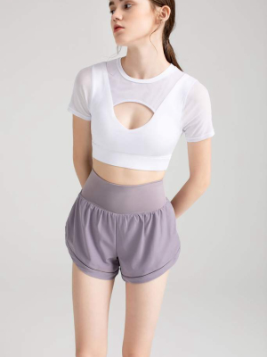 Canyon White Mesh Crop Tee