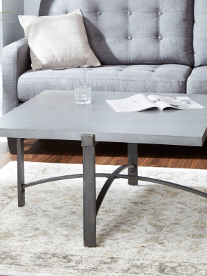 Lewis Coffee Table With Square Concrete Finish Top Gray - Silverwood