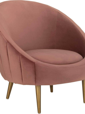 Raymond Channel Tufted Tub Chair Dusty Rose/gold