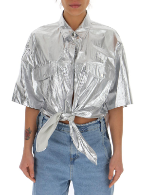 Isabel Marant Metallic Front-tie Detailed Shirt