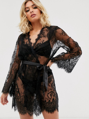 Ann Summers Saria Lace Robe In Black