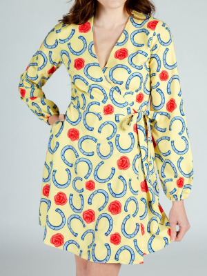 The Derby Delight | Horseshoe Wrap Dress