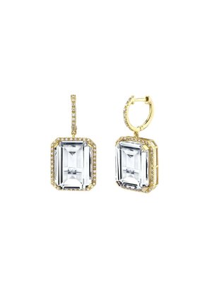 Gemstone White Topaz Drop Earrings - Yellow Gold