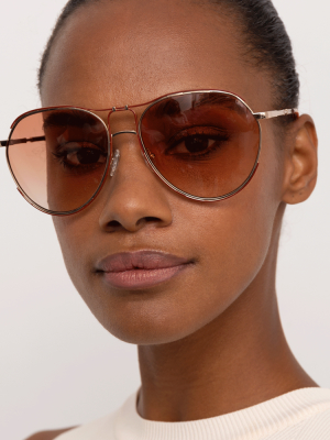 Matthew Williamson Holly Aviator Sunglasses In Light Gold Tone