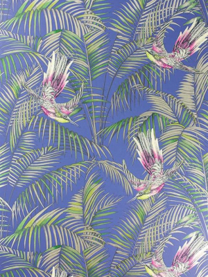 Sunbird Wallpaper In Electric Blue And Fuchsia By Matthew Williamson For Osborne & Little