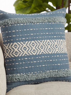 Palmyra Tribal Pillow In Blue & White