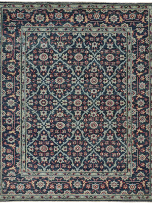 Feizy Piraj Nordic Hand Knot Wool Rug - Navy & Turquoise & Red