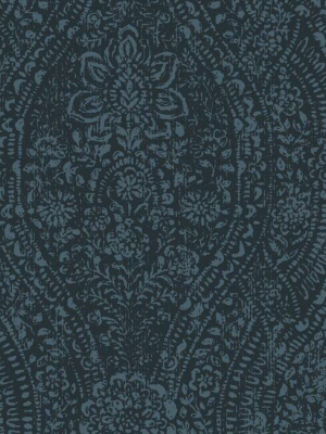 Ornate Ogee Peel & Stick Wallpaper In Dark Blue By Roommates For York Wallcoverings