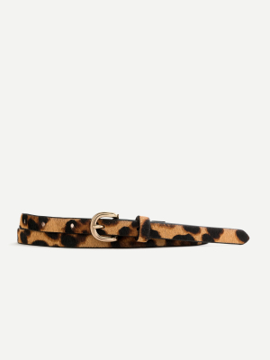 Skinny Calf Hair Belt In Leopard