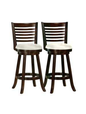 Set Of 2 Counter And Barstools Dark Cappuccino White - Corliving