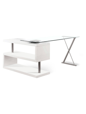 Nagini Swivel Computer Desk Glossy White - Iohomes