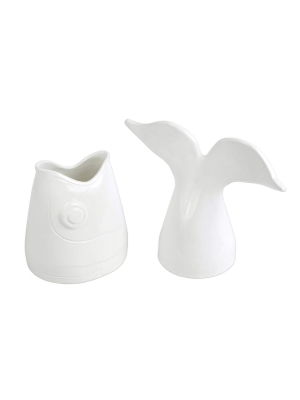 Vietri Acquatico Medium Fish Head & Tail Set - White