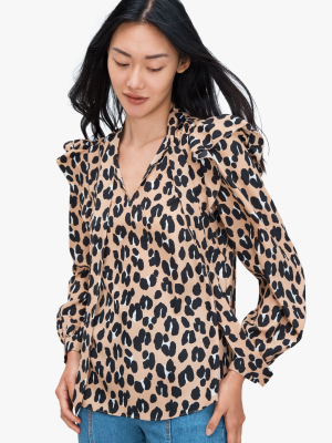 Forest Feline Tie-neck Top