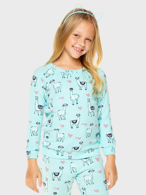 Chaser Girls' Llama Love Raglan Pullover